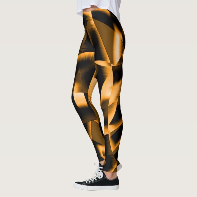 Legging Mídia estranha de fitas queimadas, laranja e preto (Esquerda)