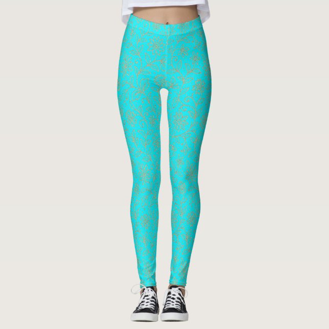 Legging Midnight Bloom Batik - Elegância Floral Invisível (Frente)
