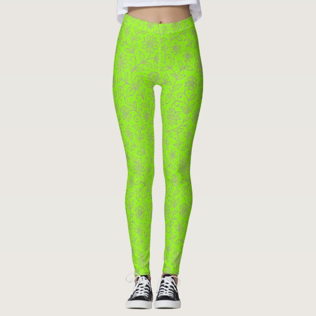 Legging Midnight Bloom Batik - Elegância Floral Invisível (Frente)