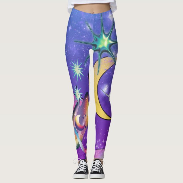 Legging Mikitiez aquarius galáxia verão brilhando cerveja (Frente)
