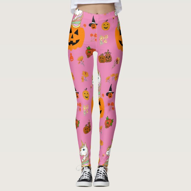 Legging Mikitiez halloween unicorn assustou outono (Frente)