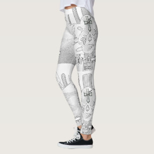 Legging Mikitiez sonhador crânio tatuagem arco-íris rosa r