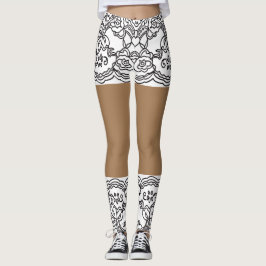 Legging Mini saia Lace Beige Leggings-XS-XL