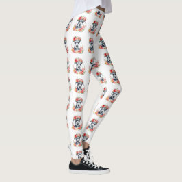 Legging Mini Schnauzer Floral