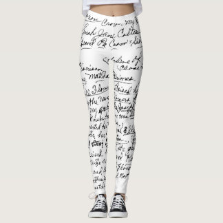 Legging Minimal Handwriting Pattern – чорний рукописний пр