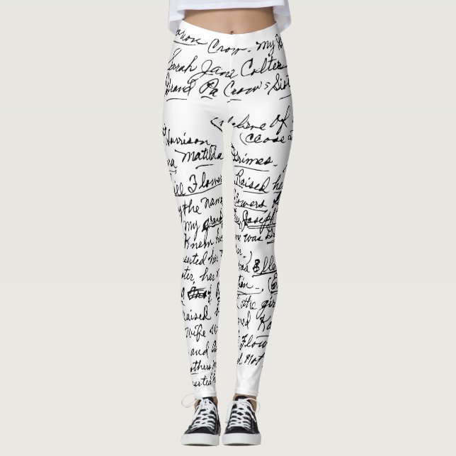 Legging Minimal Handwriting Pattern – чорний рукописний пр (Frente)
