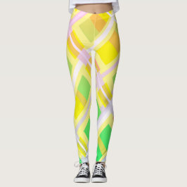Legging Mínimalismo Abstrato Art Amarelo Blocos Verde Roxo