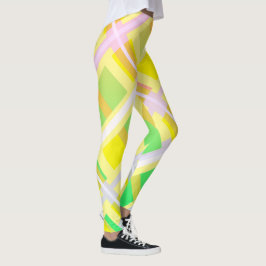 Legging Mínimalismo Abstrato Art Amarelo Blocos Verde Roxo