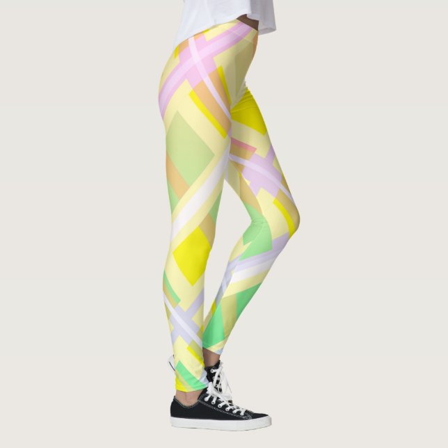 Legging Mínimalismo Abstrato Art Amarelo Blocos Verde Roxo (Direita)