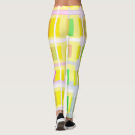 Legging Mínimalismo Abstrato Art Amarelo Blocos Verde Roxo