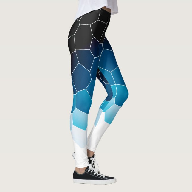 Legging Mínimalismo - Abstrato Art Azul Células Brancas (Direita)