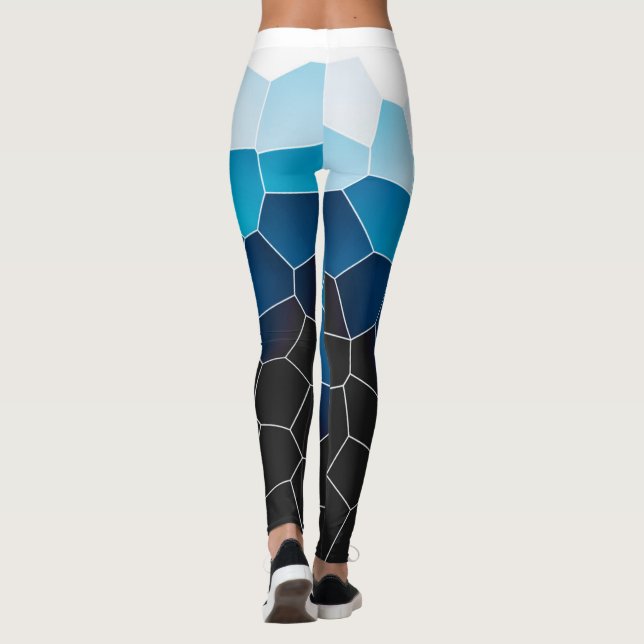 Legging Mínimalismo - Abstrato Art Azul Células Brancas (Verso)