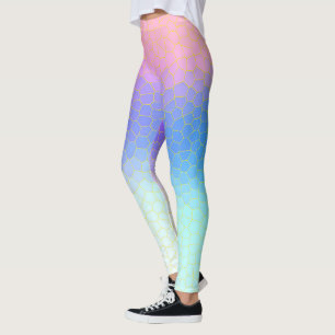 Legging Minimalismo Abstrato de Arte Puro Cor-de-Rosa Azul