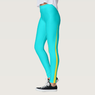 Legging Minimalismo Amarelo abstrato Art Turquoise Azul