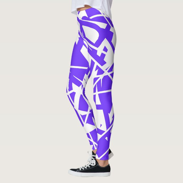 Legging Minimalismo branco azul da Lavanda abstrato (Esquerda)