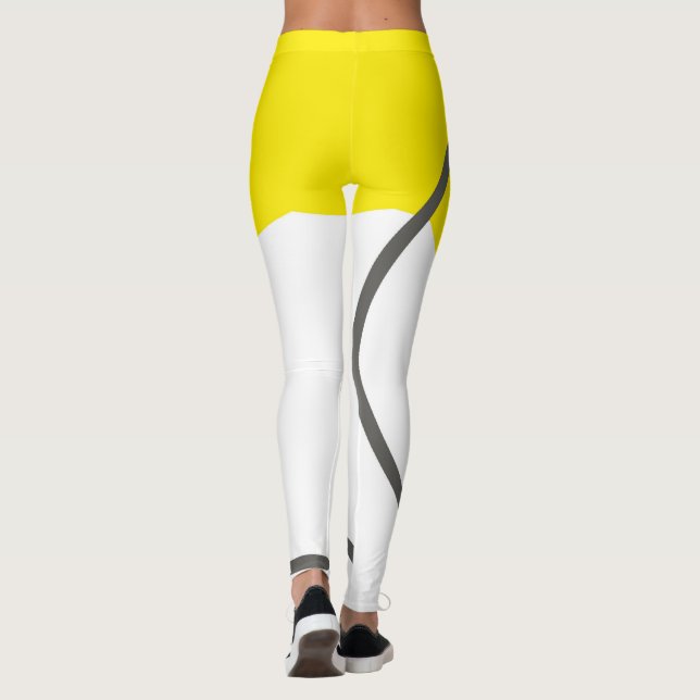 Legging Minimalismo branco das Cinzas amarelas da abstrato (Verso)