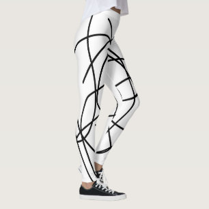 Legging Minimalismo das Linhas de Desenho Pretas de abstra