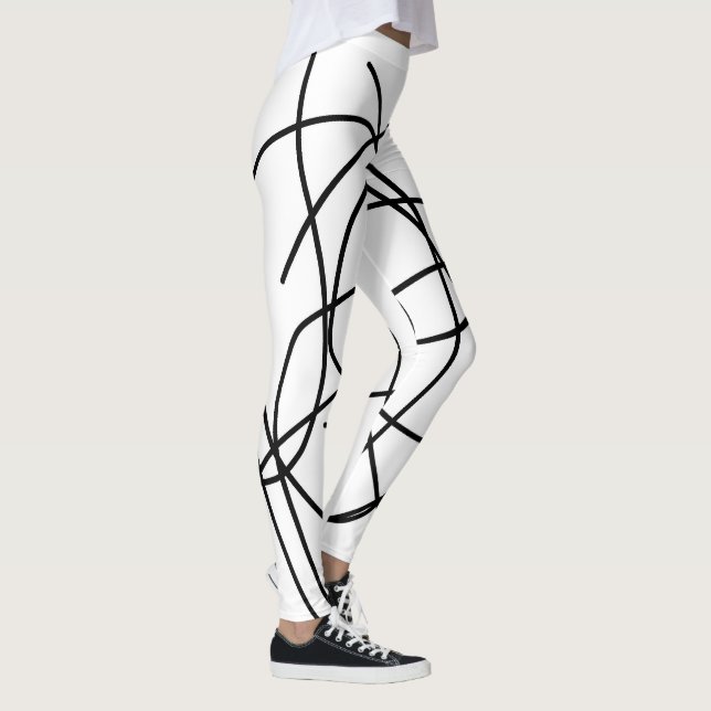 Legging Minimalismo das Linhas de Desenho Pretas de abstra (Direita)