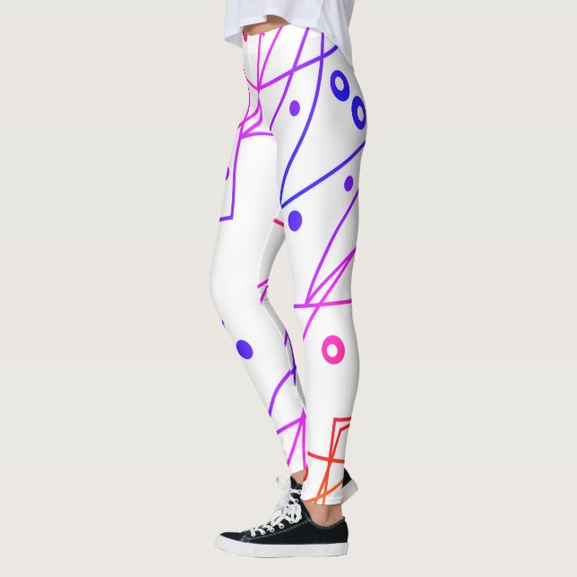 Legging Minimalismo dos círculos brancos roxos de abstrato (Esquerda)