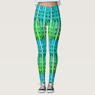 Legging Minimalismo industrial Cores Abstrato Verde Folha
