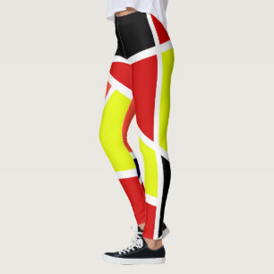 Legging Minimalismo vermelho amarelo abstrato Art azul