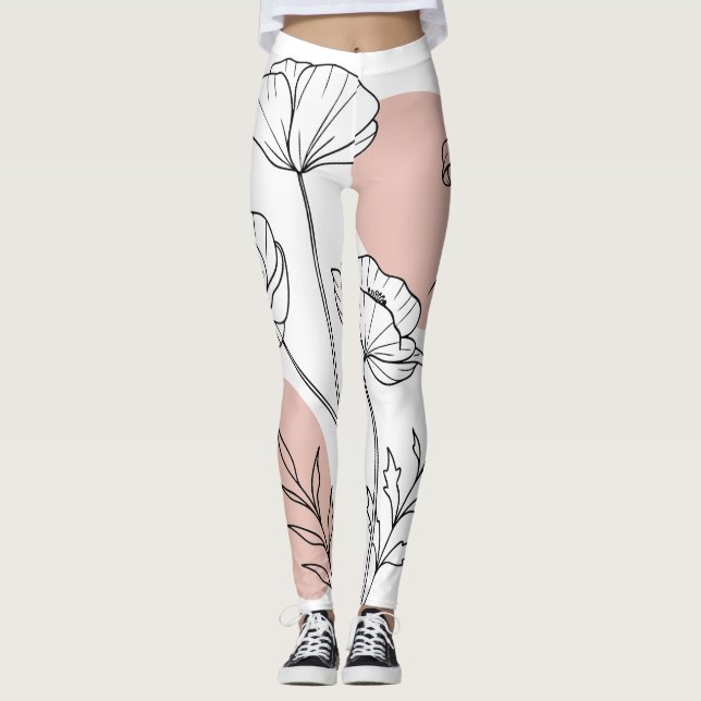 Legging Minimalist Flowers - Line Art Flowers (Frente)