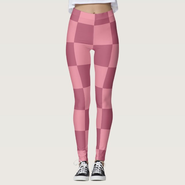 Legging Minimalist Pink Checkerboard Pattern (Frente)