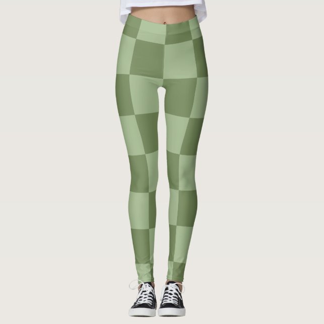 Legging Minimalist Sage Green Checkerboard Pattern (Frente)