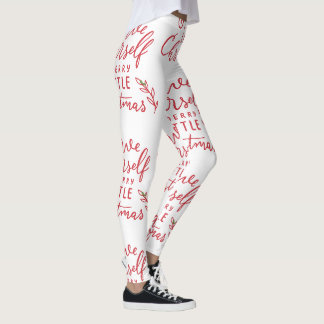 Legging Minimalista Feliz Natal Pequeno Vermelho Script Br