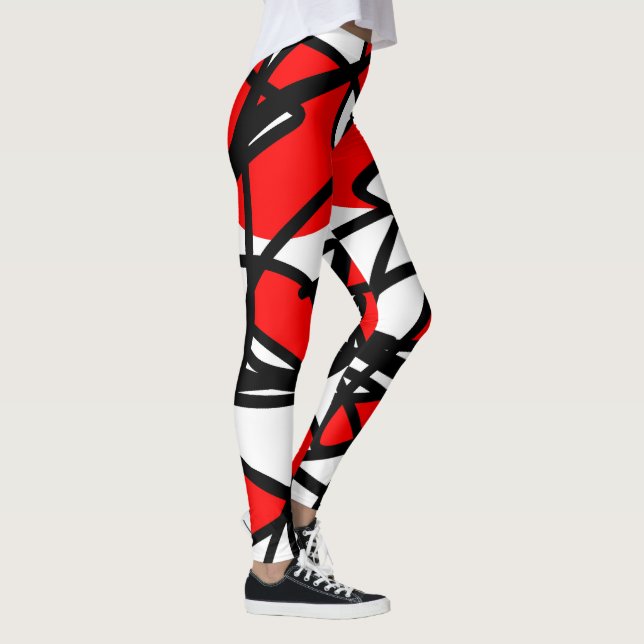 Legging Minimismo Branco Vermelho Abstrato (Direita)
