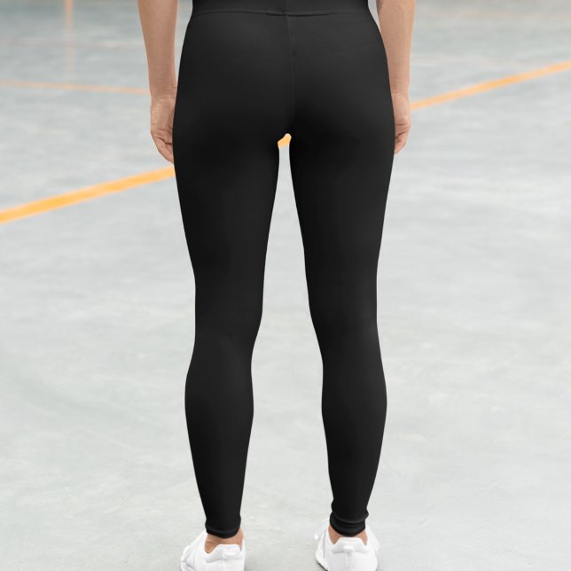 Legging Mínimo Simples de Cor Sólida Preta Jet (jet black solid color leggings)