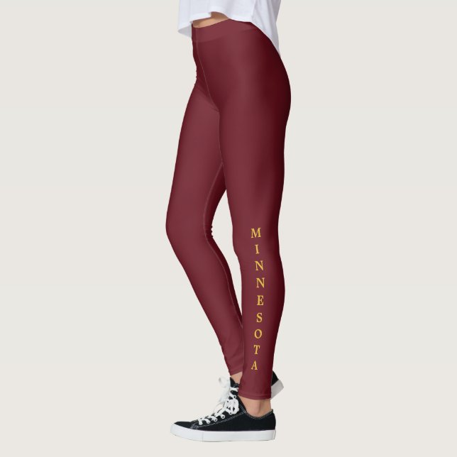 Legging Minnesota Dourado Lettering Maroon (Esquerda)
