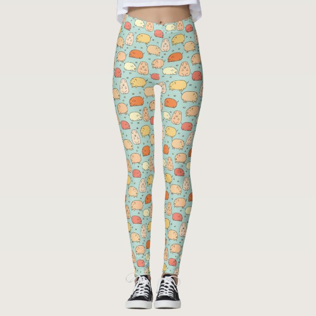Legging Mint de Padrão de Porco de Porte (Frente)
