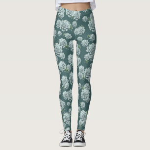 Legging Mint Rosette Suculenta Repetir Impressão no Pine V