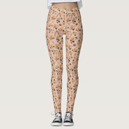 Legging Minúsculas Rosas Creme e Douradas