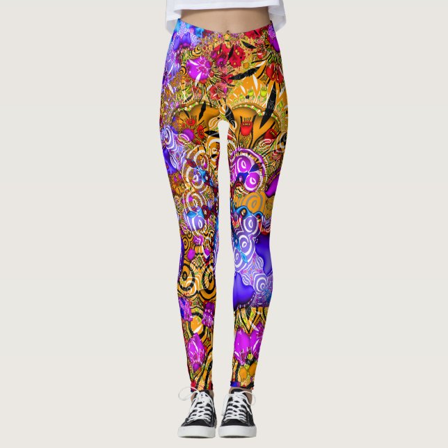 Legging Mistura colorida do Fractal (Frente)
