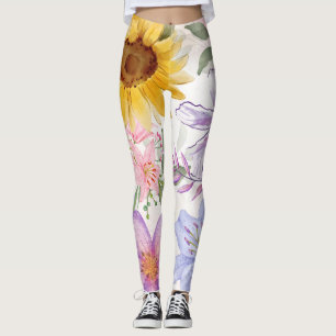 Legging Mistura de Design de Girassóis