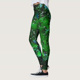 Legging Mistura de folhas verdes chuvosas e rústicas sob m