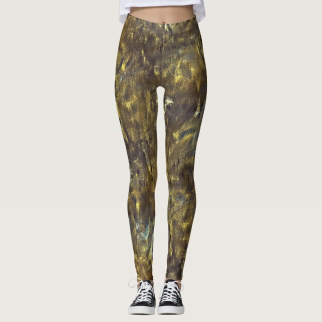Legging Mistura de textura de manchas rugosas e de chuva s (Frente)