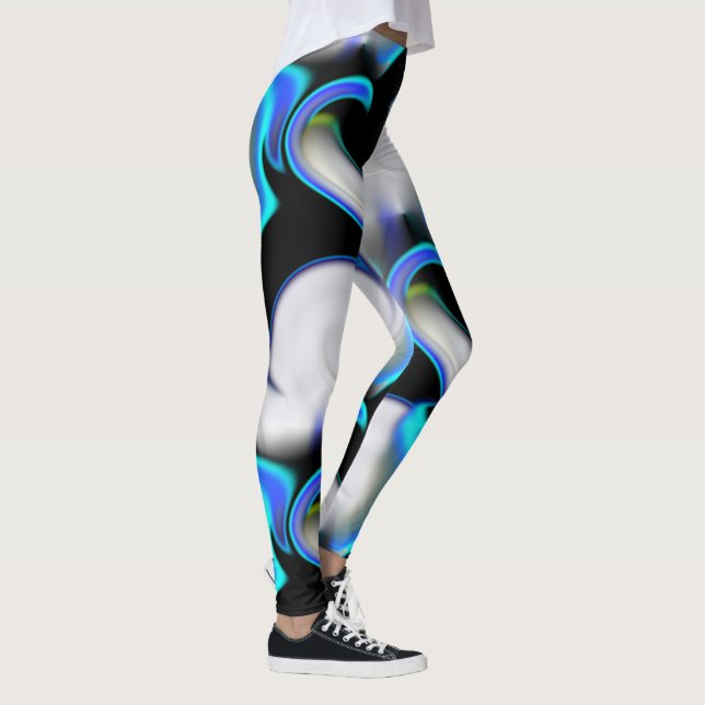 Legging Mistura lisa com curvas néon azuis sobre a sombra (Direita)