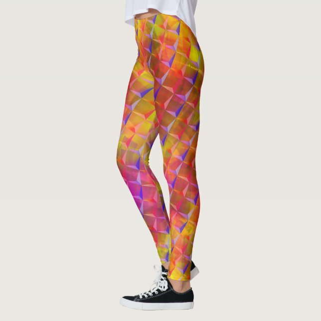 Legging Misturar amarelo, vermelho, laranja, lilás e 3D ou (Esquerda)