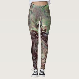 Legging Misturar marrom com manchas digitais velhas e arra