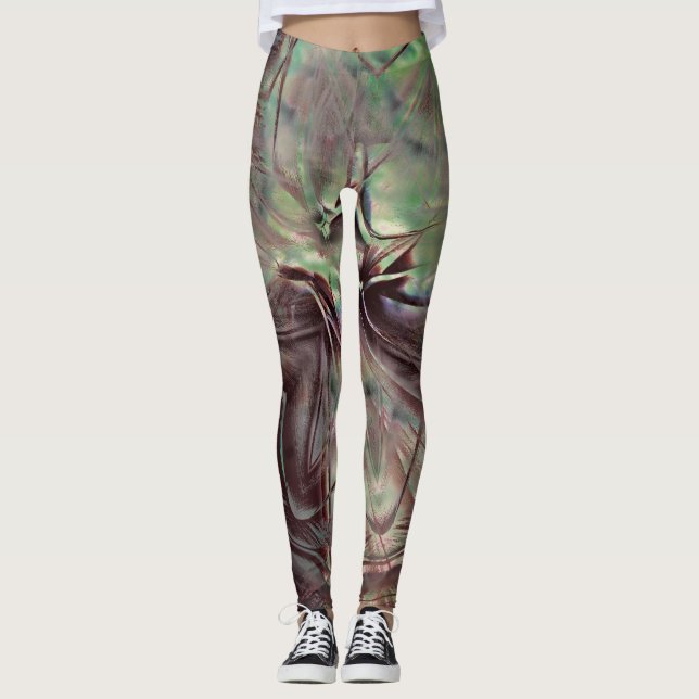 Legging Misturar marrom com manchas digitais velhas e arra (Frente)