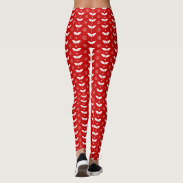 Legging Misturas Brancas no Natal Vermelho Longo