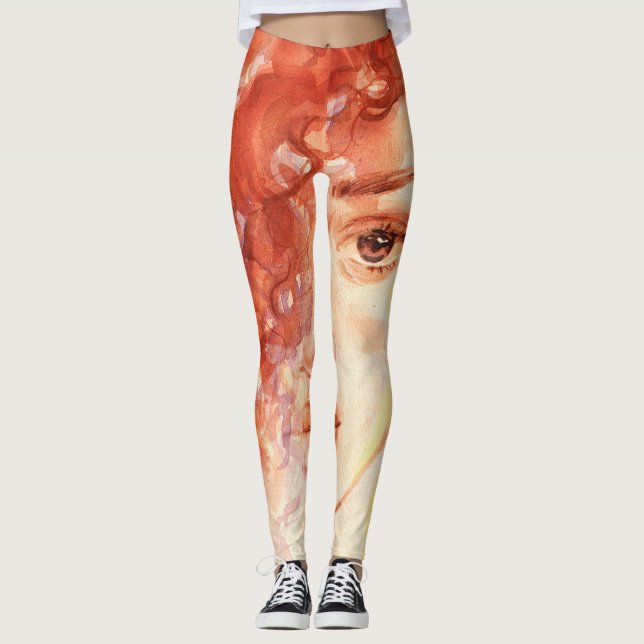Legging Moda Afro-Americana, ilustração com aquarela. (Frente)