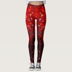 Legging Moda com design de brilho vermelho