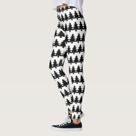 Legging Moda de Árvore de Natal Negra E Branca