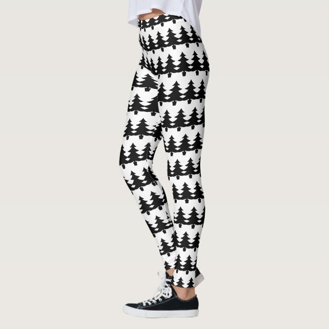 Legging Moda de Árvore de Natal Negra E Branca (Esquerda)