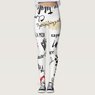 Legging Moda de Paris: padrão de glamour vintage.