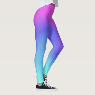 Legging Moda Feminina Rosa Roxo Azul Aqua Fluxo de Cor